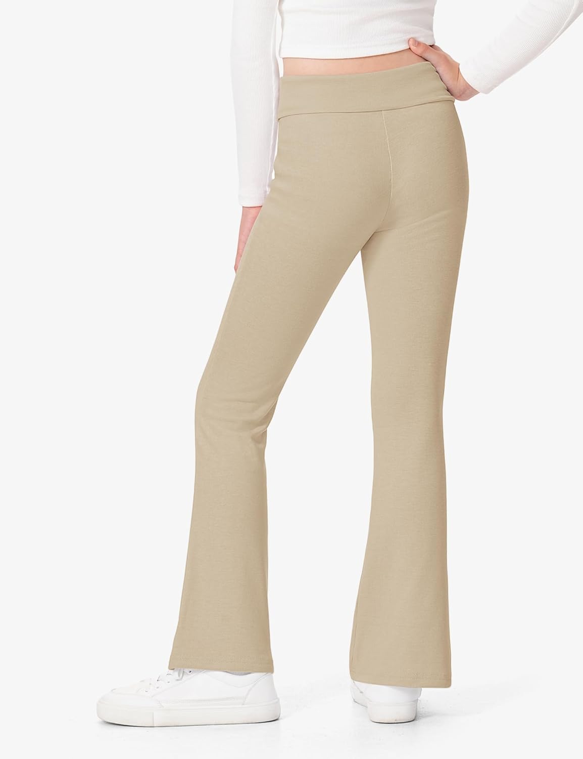 BOOPH Girls Leggings Kids Flare Leggings Fold Over Waistband Casual Bell Bottom Pants for Teens - Image 4