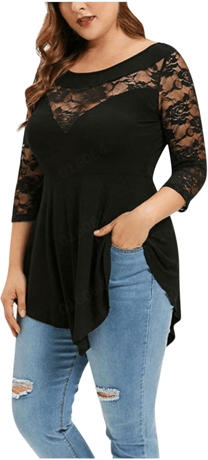Floral Lace Plus Size Women's T-Shirt with Botswana Ubuy