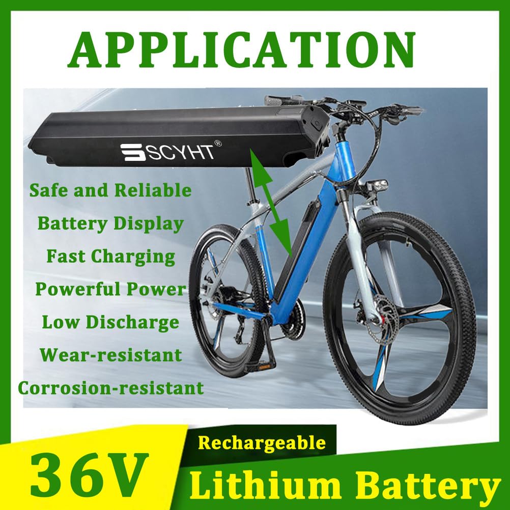 Batería Litio 36 V 10 Ah 12,8 Ah 7,5 Ah Baterías Recargables 14 Ah Baterías Iones de Litio 36 V Baterías Tubo Inferior para Motores 250 W a 550 W con Cargador,36v10ah t Plug