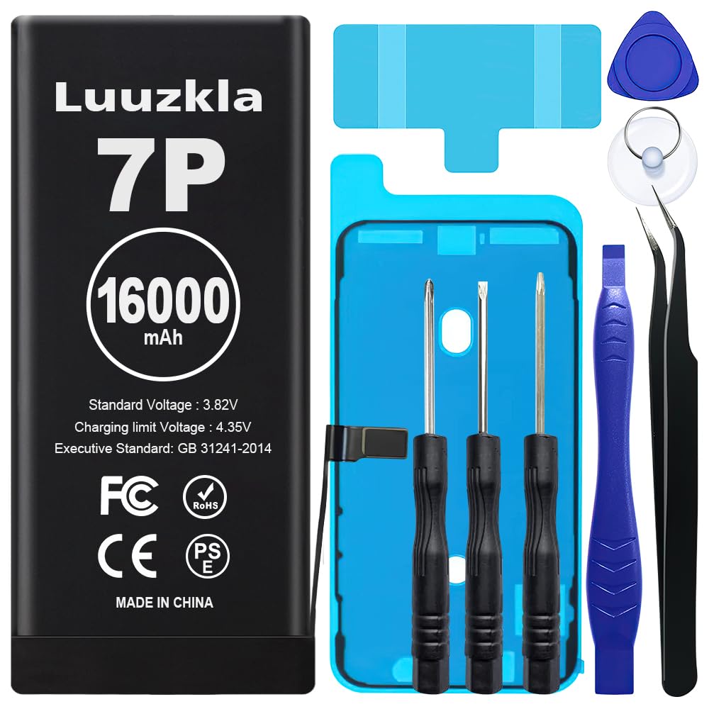 16000mAh (2025 New Upgrade) Battery Compatible with iPhone 7 PLUS, Super Capacity Battery Replacement Compatible with iPhone 7 PLUS, with Full Tool Kits-0 Cycle High Capacity-24 Months Service