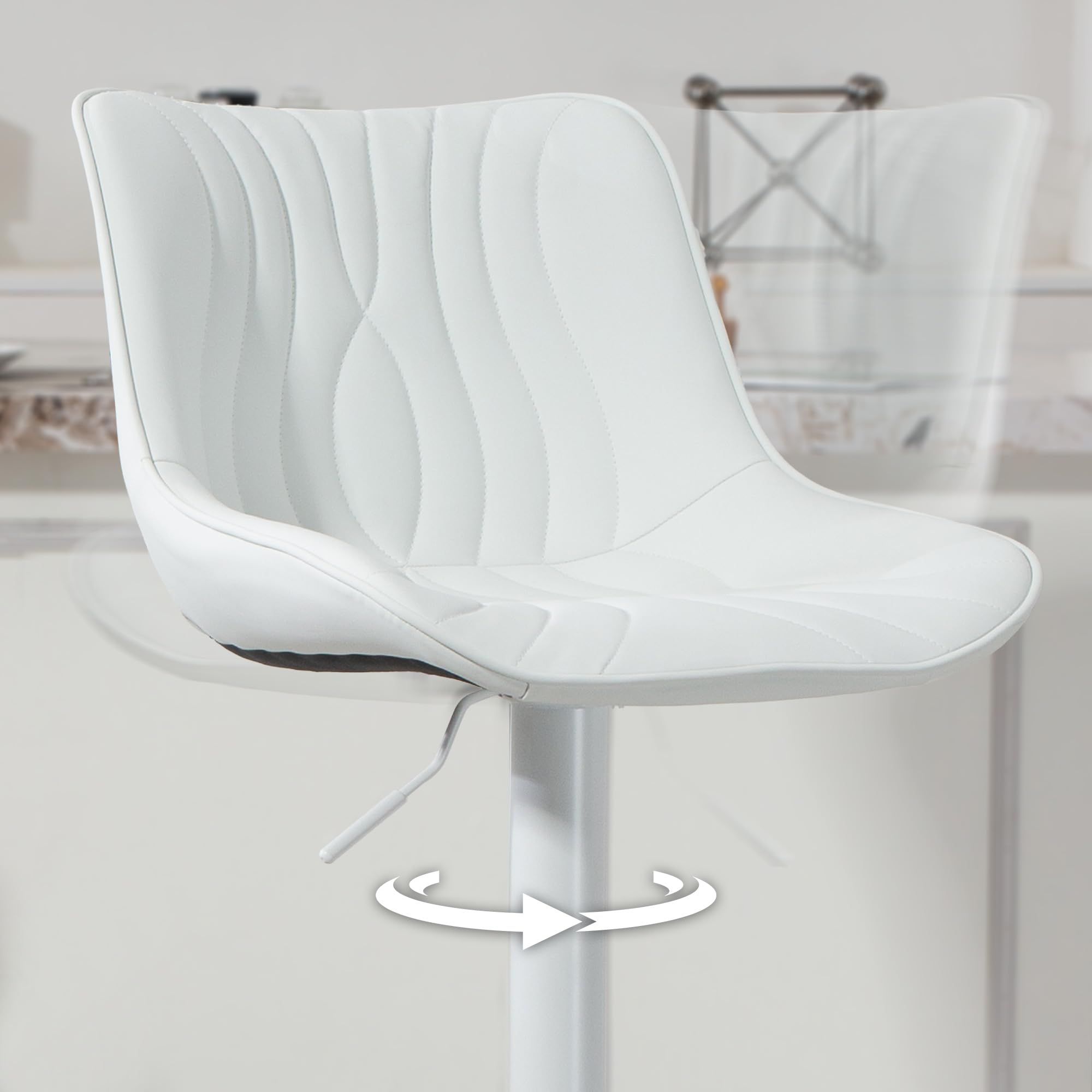 HOMCOM Lot de 2 Tabourets de Bar Hauteur Réglable 92-110cm Acier Blanc