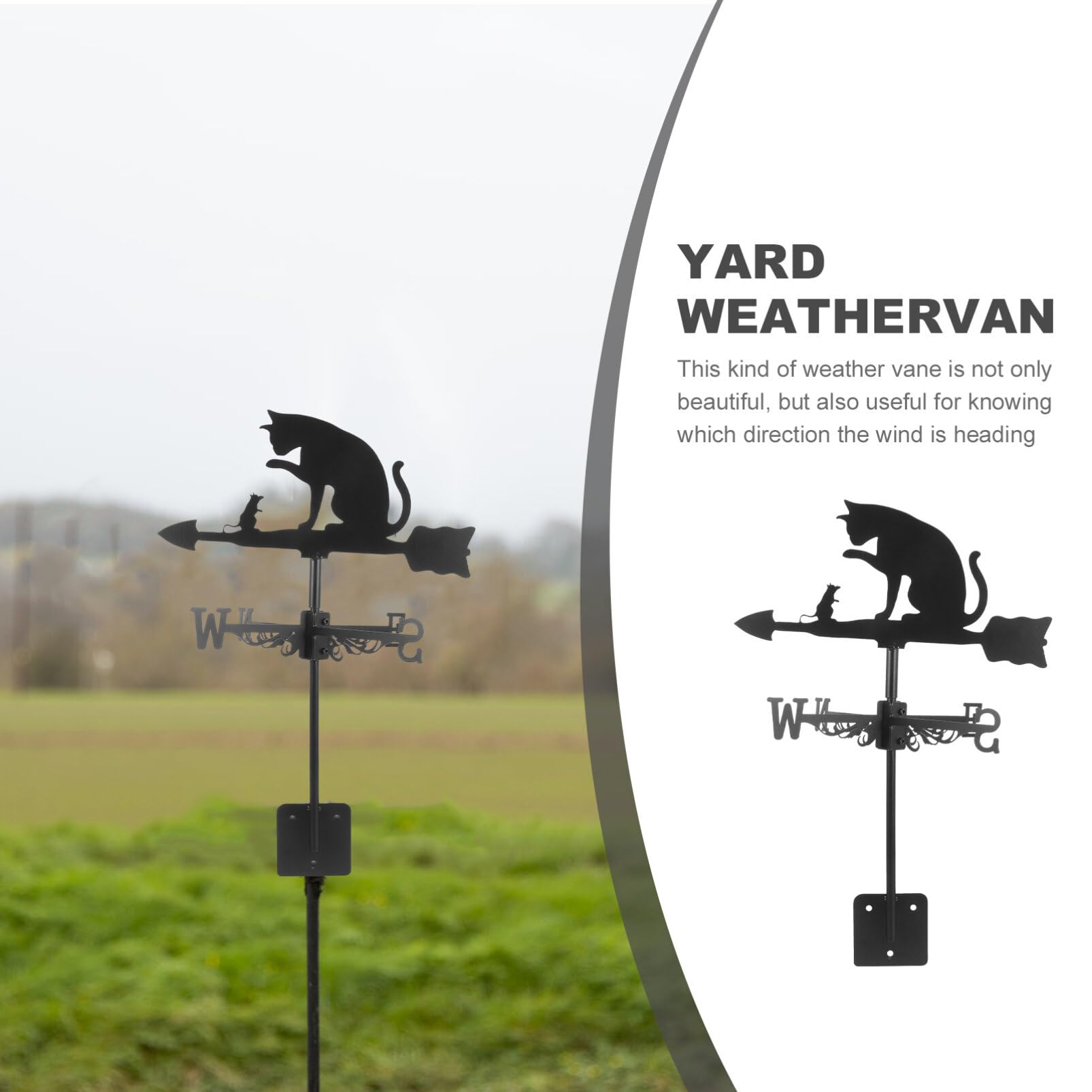 Girouette de jardin en acier inoxydable en forme de chat et souris