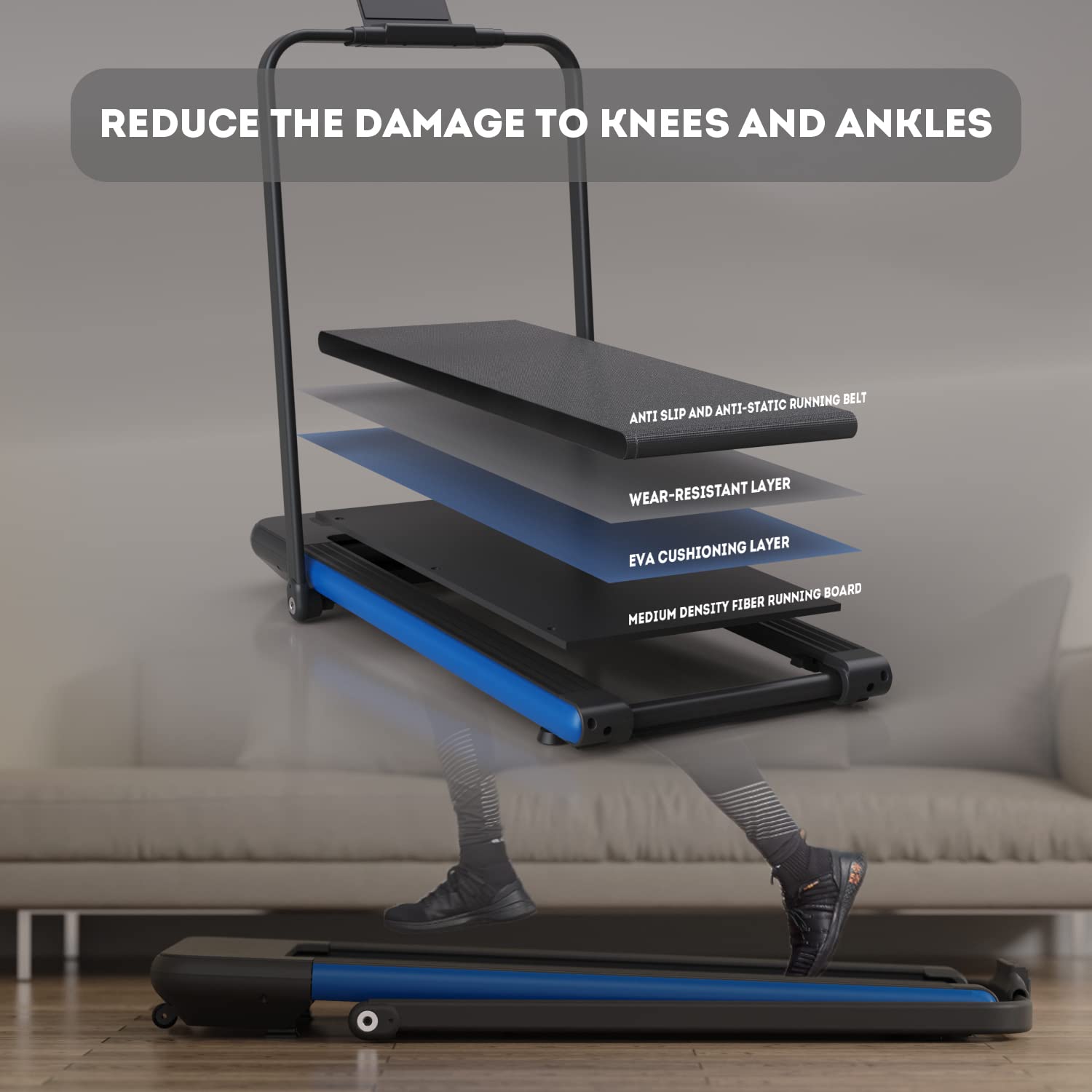 Snapklik.com : Bifanuo 2 In 1 Folding Treadmill, Smart Walking Running ...