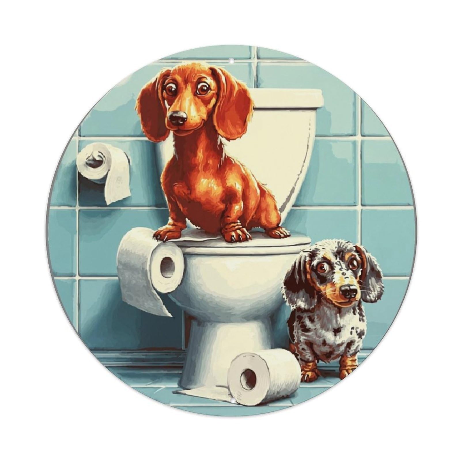 Dachshund Toilet Paper Roll Bathroom Tin Sign Metal Poster Vintage Metal Signs for Home Man Cave Bar Cafe Kitchen laundry room Wall Decorations Gift 8x8Inch