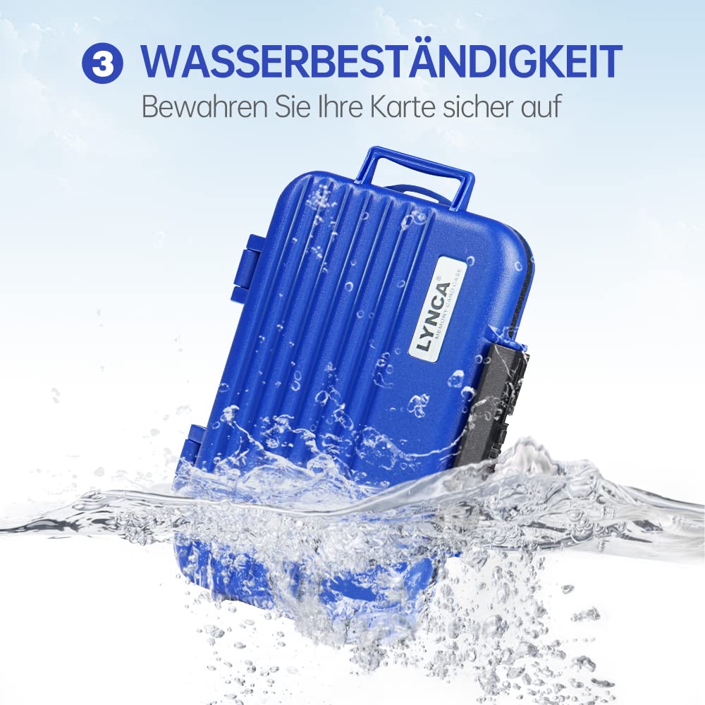LYNCA Custodia per schede di memoria, custodia per schede SD, impermeabile, anti-shock, impermeabile, per 8 schede SD, 4 schede CF, 12 schede Micro SD/TF (blu)