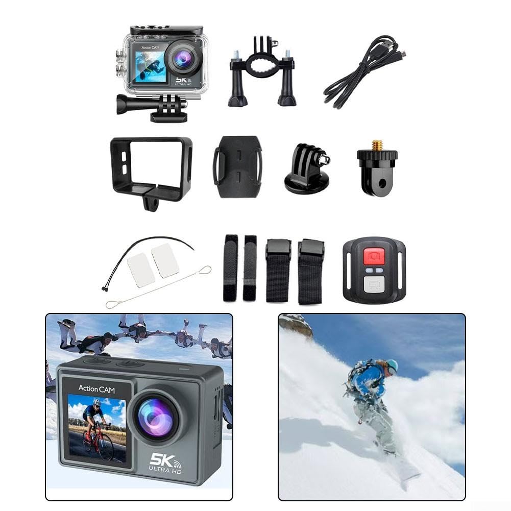 Pour caméra d'action 5K 30FPS Dual Screen 30M étanche pour