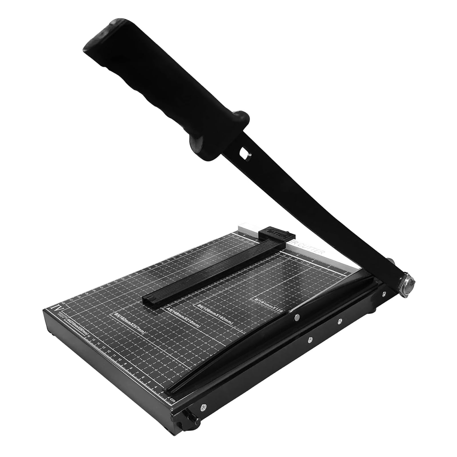 Paper Cutter, Heavy Duty Guillotine Trimmer, 12 Sheet Capacity, Safety Guard, Blade Lock Metal Base for Home Office Classroom School (Black)