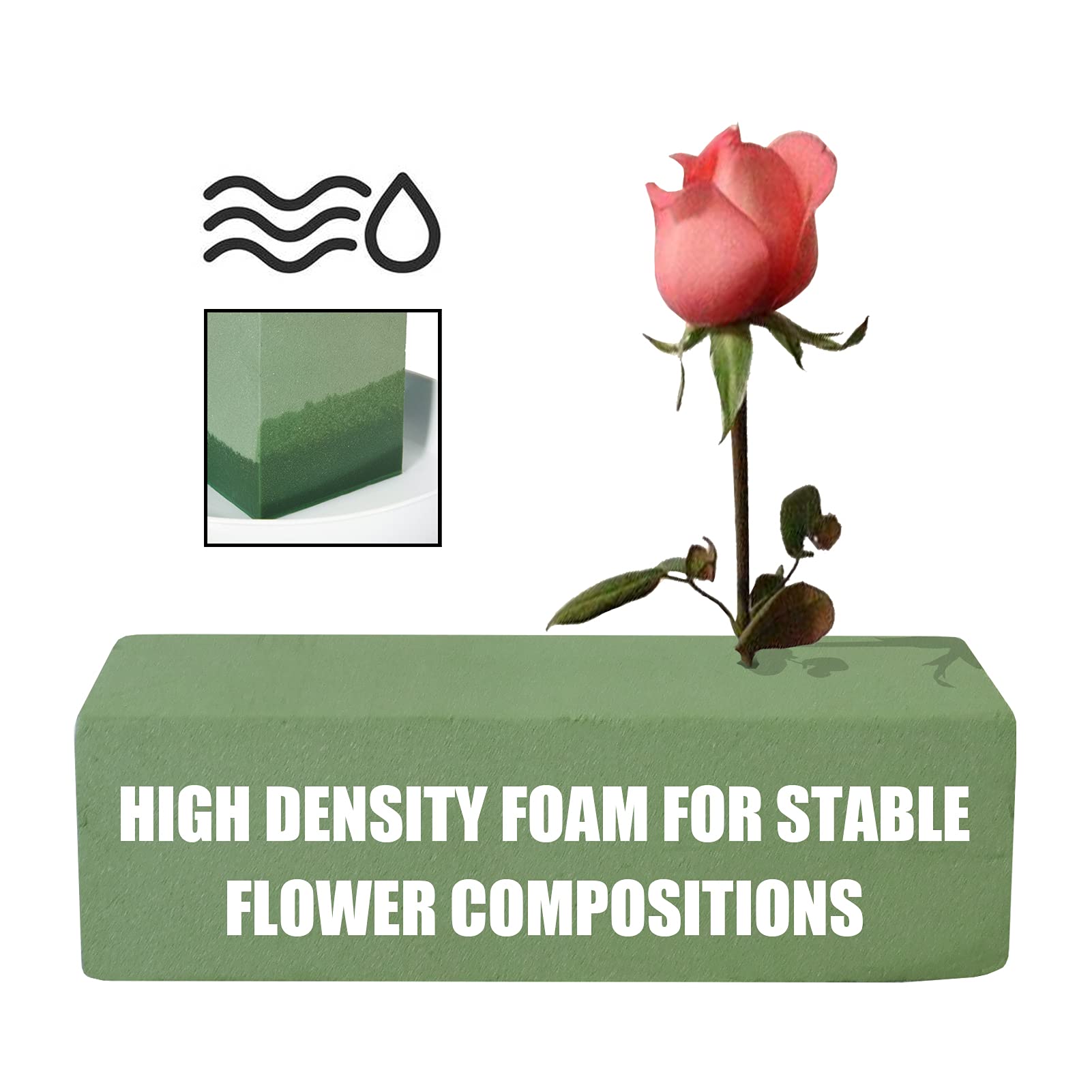 Spugna Floreale Per Fiori Freschi - 3 Pezzi 25x10x7cm, Per Centrotavola E Composizioni