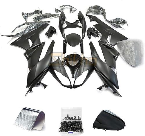 Shikha Kit de carenado de plástico ABS negro mate para Kawasaki Ninja ZX6R ZX600R 2009 2010 2011 2012 6R 21 piezas
