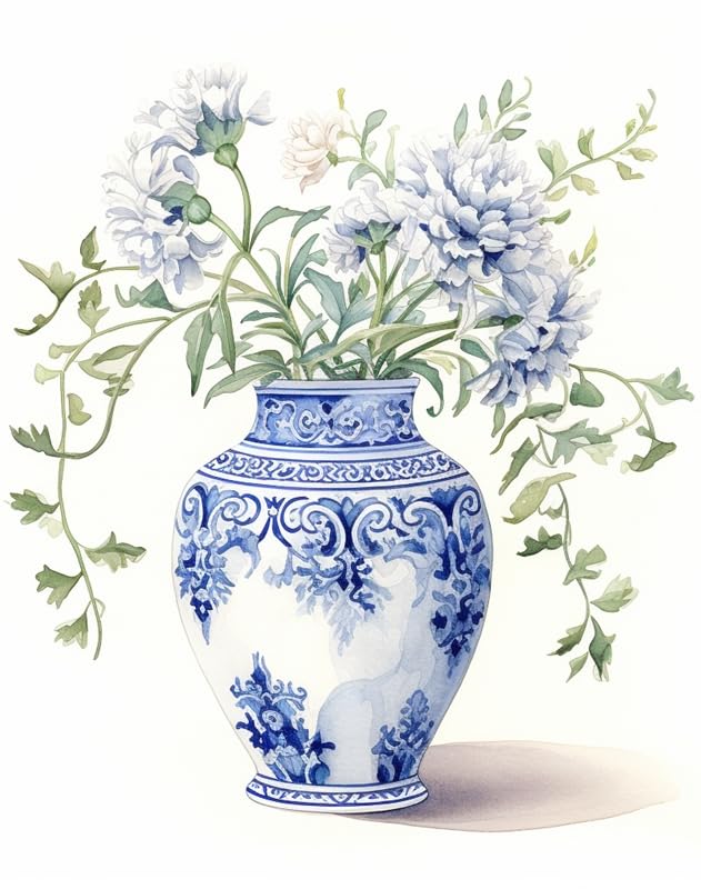 MAFANG 5D Diamond Art Kits Adults Blue And White Porcelain Vase Diamond Art Kit Round Full Drill Crystal Drawing Diamond Embroidery For Home Wall Decor 30x40cm