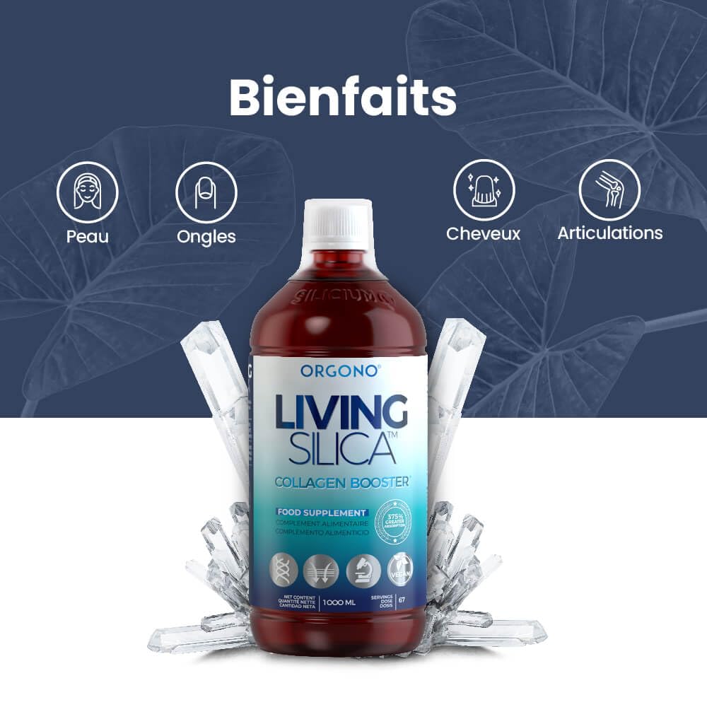 Orgono Living Silica Collagen Booster. Complément de Silicium Liquide pour Stimuler la Production de Collagène Natif. Complément Alimentaire Collagène pour Os et Articulations. 1 000 ml