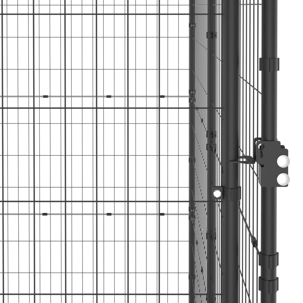 Perrera para perros de acero con toldo de 21,78 m², resistente recinto con puerta con cierre para perros, cachorros, jardín, entrenamiento, seguridad, protección al aire libre e interior