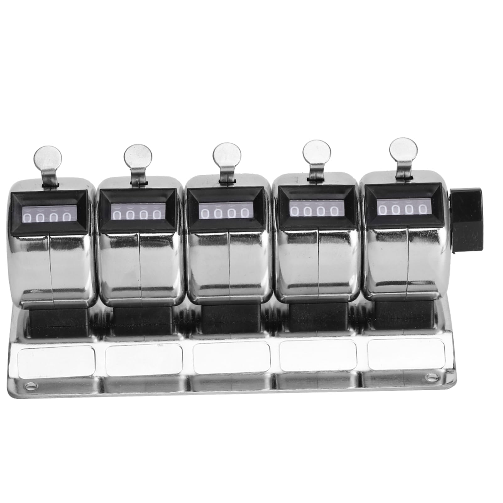 BAFOVY 5 Units Mechanical Stainless Steel Tally Counter with 4 Digit, Hand Press People Counting Tool for Airdrome, Terminal Counting, Factory Statistics, Fishing, and