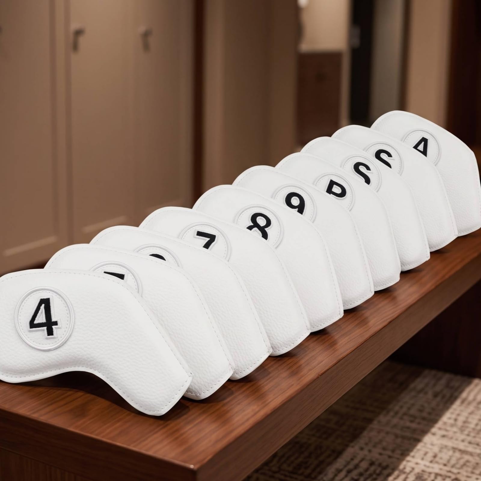 Golf Schlägerkopf Abdeckung Eisen Schutzhülle Headcover Überzug Set PU Wasserdicht Gepolstert Formstabil mit Nummernmarkierung für Training Reise Golfplatz