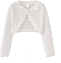 Proumhang Cardigan Bolero Shrug pour Filles Chandails à Manches Longues en Coton Tricoté Châle à Un Bouton Veste Sweatshirt Manteaux Robe Couvrante pour Enfants 3-10 Ans