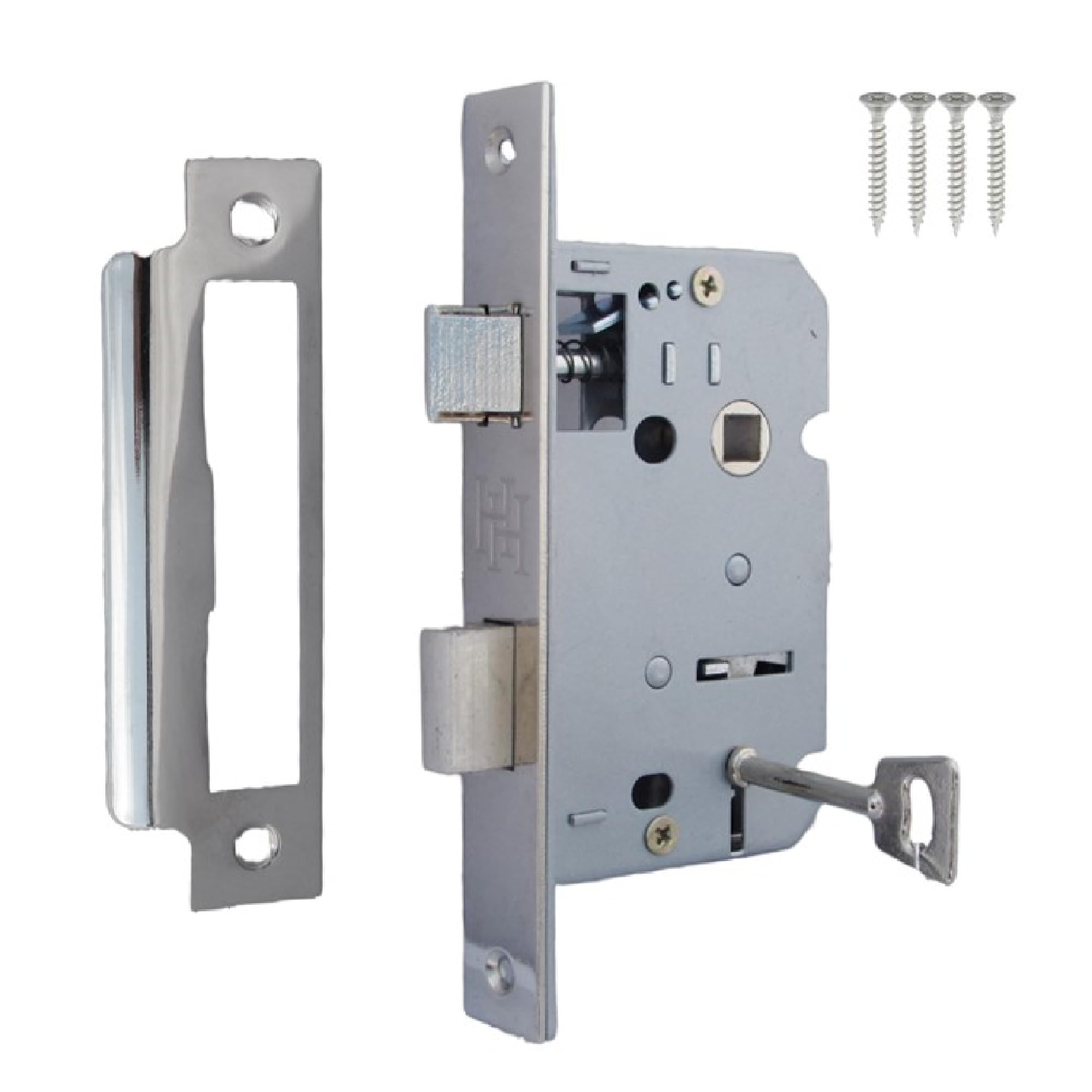 Betley Butterfly Chrome Polished 3 Lever Mortice Sash Lock With Key, 64Mm, Metal, For Gates, Sheds And Doors