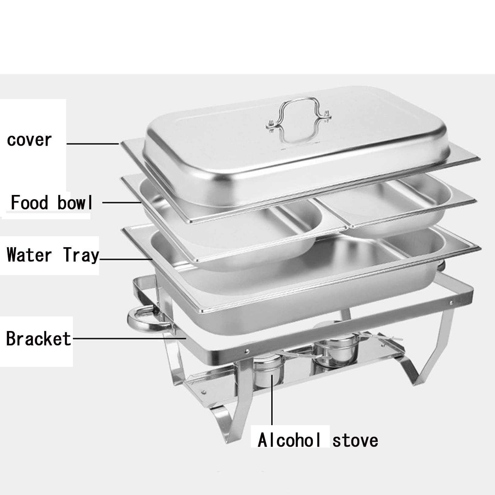 Olla de Calentamiento Aislamiento Calentador Alimentos Calientaplatos buffet bandejas de Acero Inoxidable Chafing Dish Servidor Termostato de temperatura,Bandeja Calientes Función Mantenimiento Calor