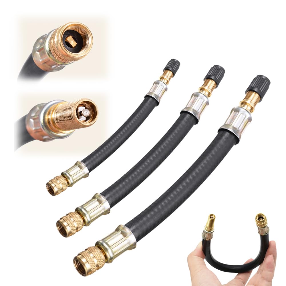 Ventilverlängerung Autoventil, Autoventil Verlängerung, Adapter für Fahrradventile, Entil Verlängerung Autoventil Adapter mit Ventilkappe für universelle Autos, LKWs, Motorräder, Fahrräder (3pcs)
