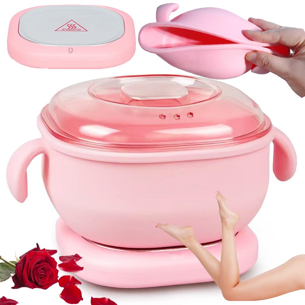Electric Hot Wax Warmer Bowl Machine for Hair Removal, 400ml Waxing Kit Depilatory Heater, 100W Silicone Pot for Leg, Face, Arm, Brazilian Bikini, Body, Underarm, Salon - Pink for Women Girl-image-29