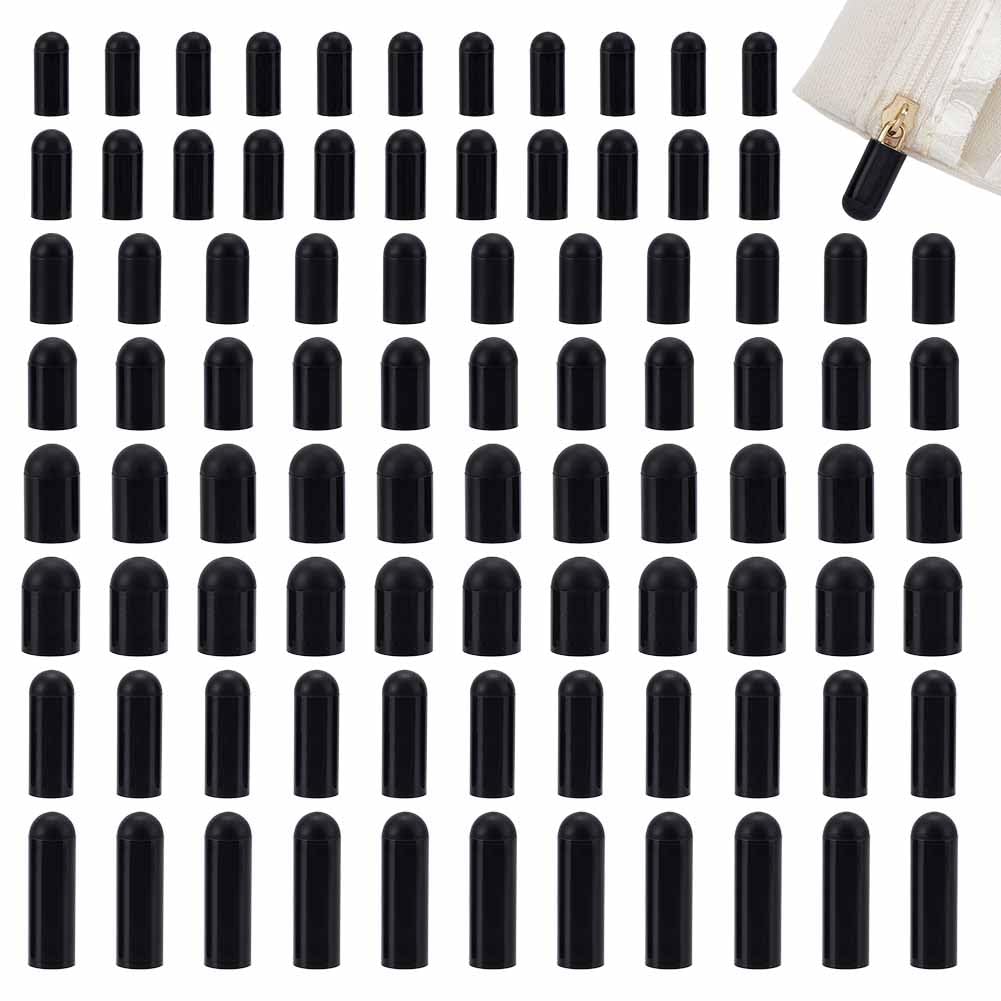 NBEADS 80 Pcs Zipper Covers Sets for Laundry, Black Zipper Slider Protectors Guards for Washer Dryer Clothing Jackets Jeans Bags, Inner Diameter: 4.4-8.5mm