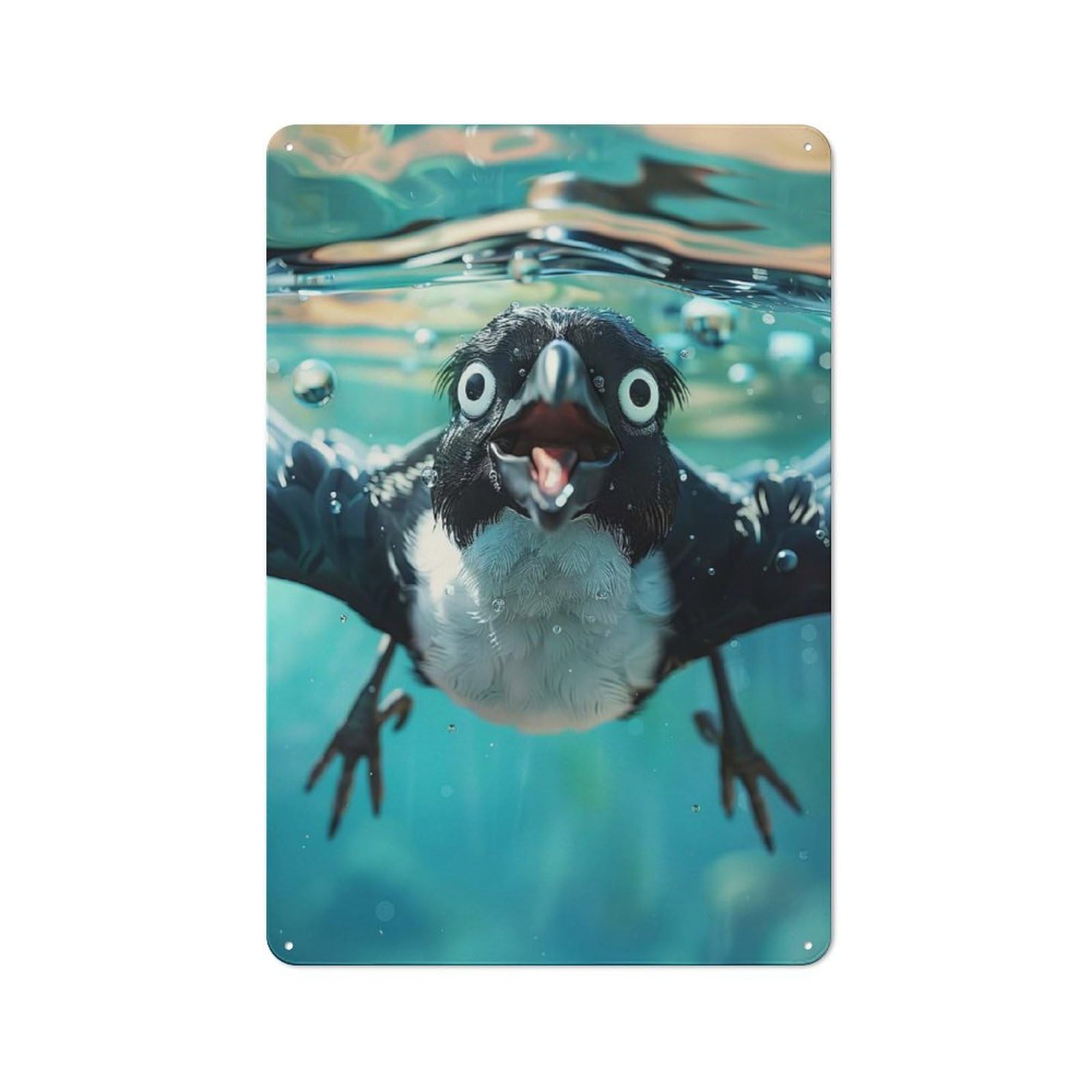 Junmoney Style-22 Magpie Sea Printed Metal Sign 30X20cm For Garage Wall, For Collectors Of Vintage Metal Wall Decor