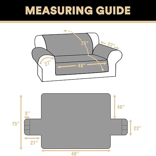 Miniatura 6 de PrinceDeco Fundas 100% impermeables para sofá de 2 cojines, impermeable y lavable, con bolsillo lateral, protector de muebles con correas elásticas