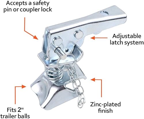 Miniatura 2 de Kit de reparación de acoplador de 2 pulgadas y 3500 libras con cadena, pestillo de repuesto para acoplador con cadena (2 pulgadas, 3500 libras)