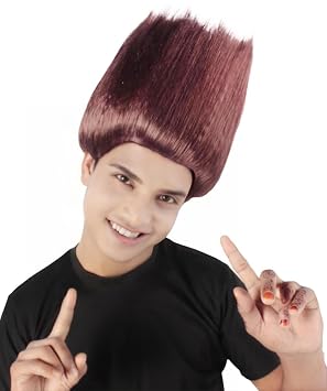 Unisex Adult Straight Troll Wigs Collections | Synthetic Costume Wig for Men and Women | Capless Cap Halloween Colorful 80s Wig | Trolls TV Movie Cosplay Costume Accessories - Burgundy
