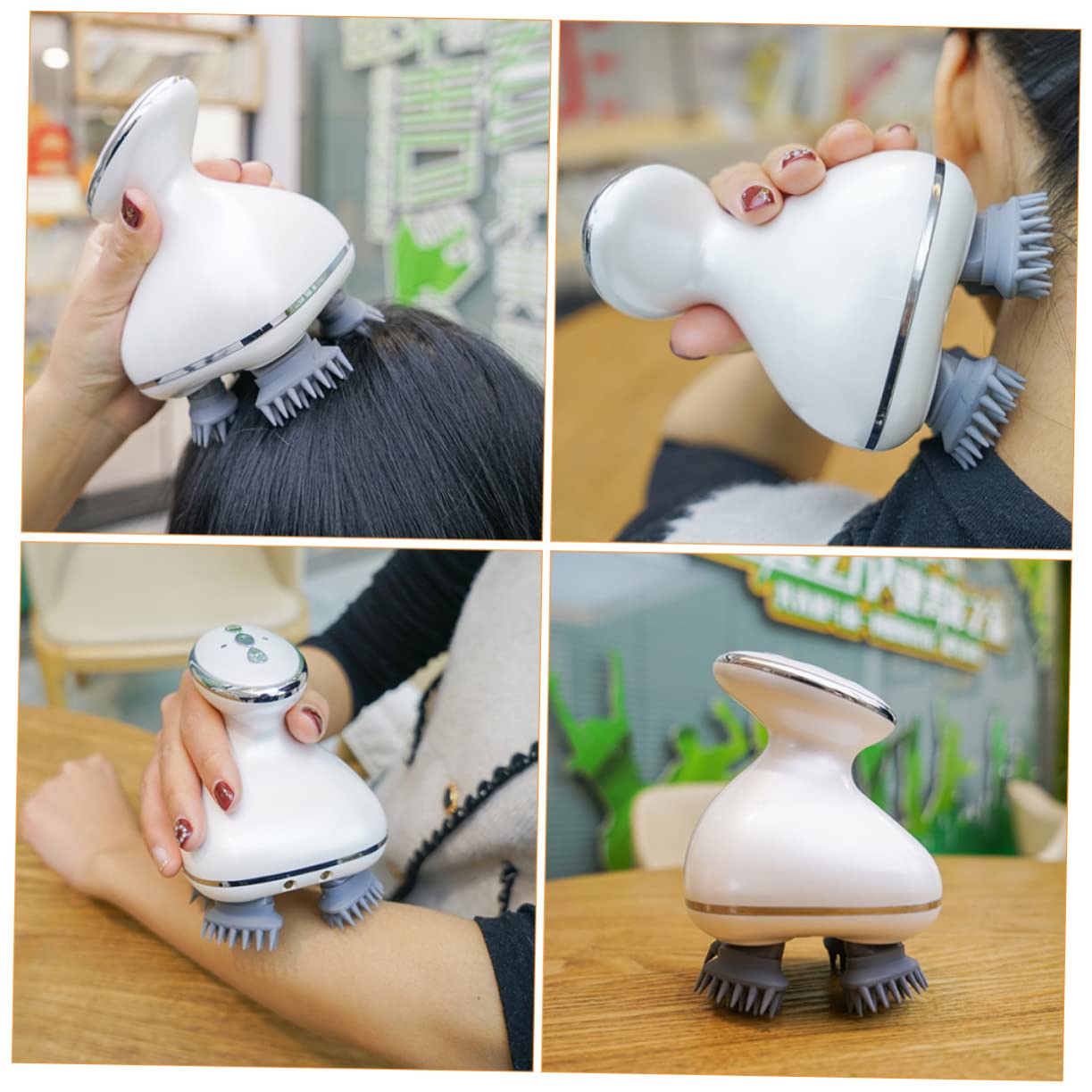 Masajeador de Cuero Cabelludo Portátil 1200 Mah, Abs y Silicona | 1 Juego, Color Blanco, Uso Diario y Viaje, Relajación del Cuero Cabelludo, para Oficina