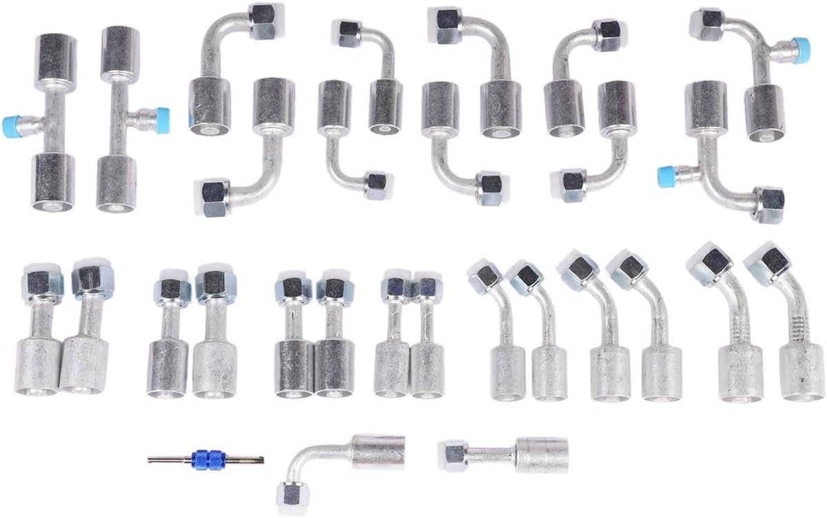 32pcs AC Hose and Fitting Kit #6#8#10 Air Conditioning A/C System Repair