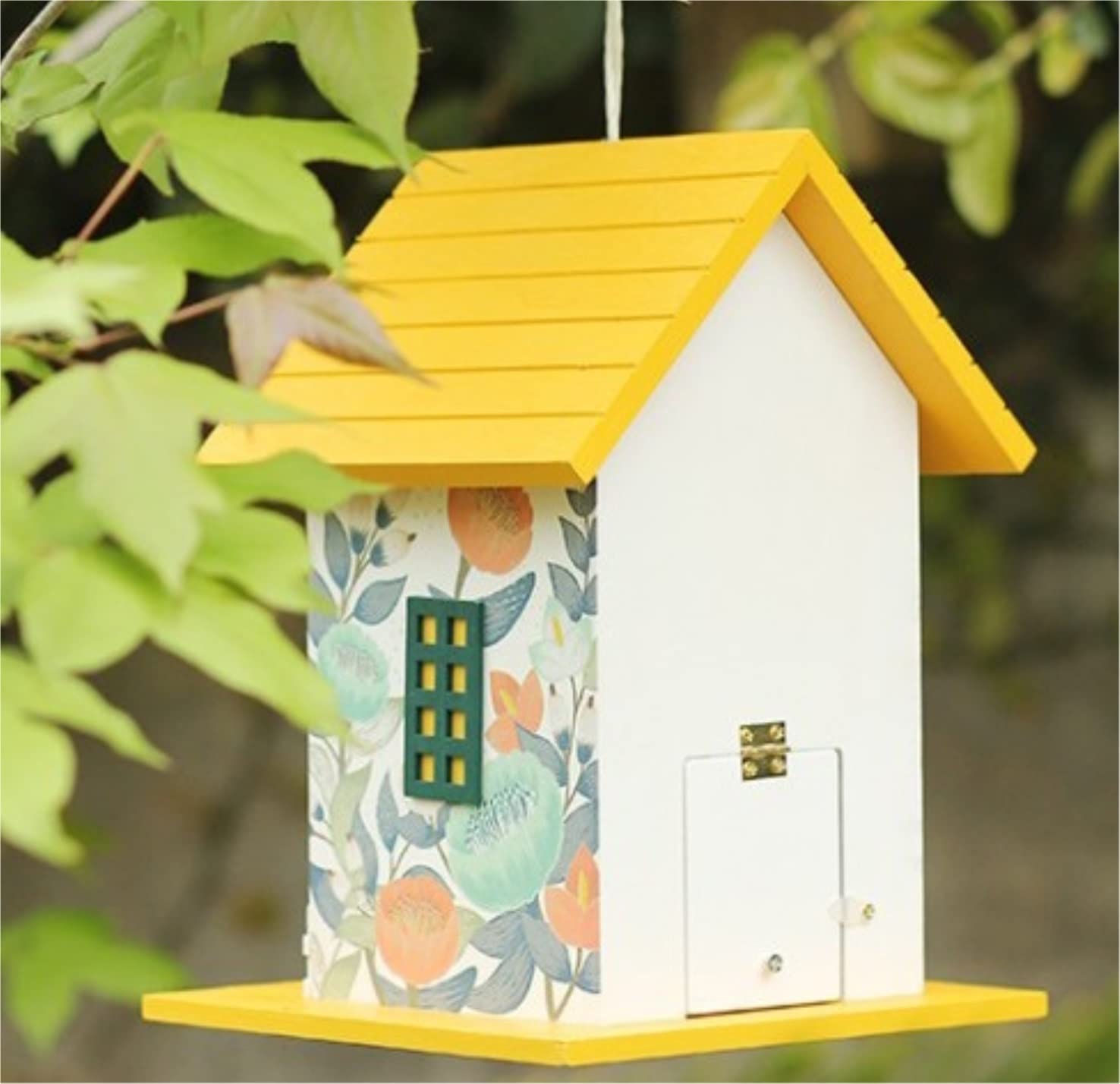 Karmnik dla Dzikich Ptaków Bird Feeder Zewnętrzny Drewniany Karmnik Dla Ptaków Dziedziniec Ogród Dekoracja Stacja Karmienia Wróbli(D)