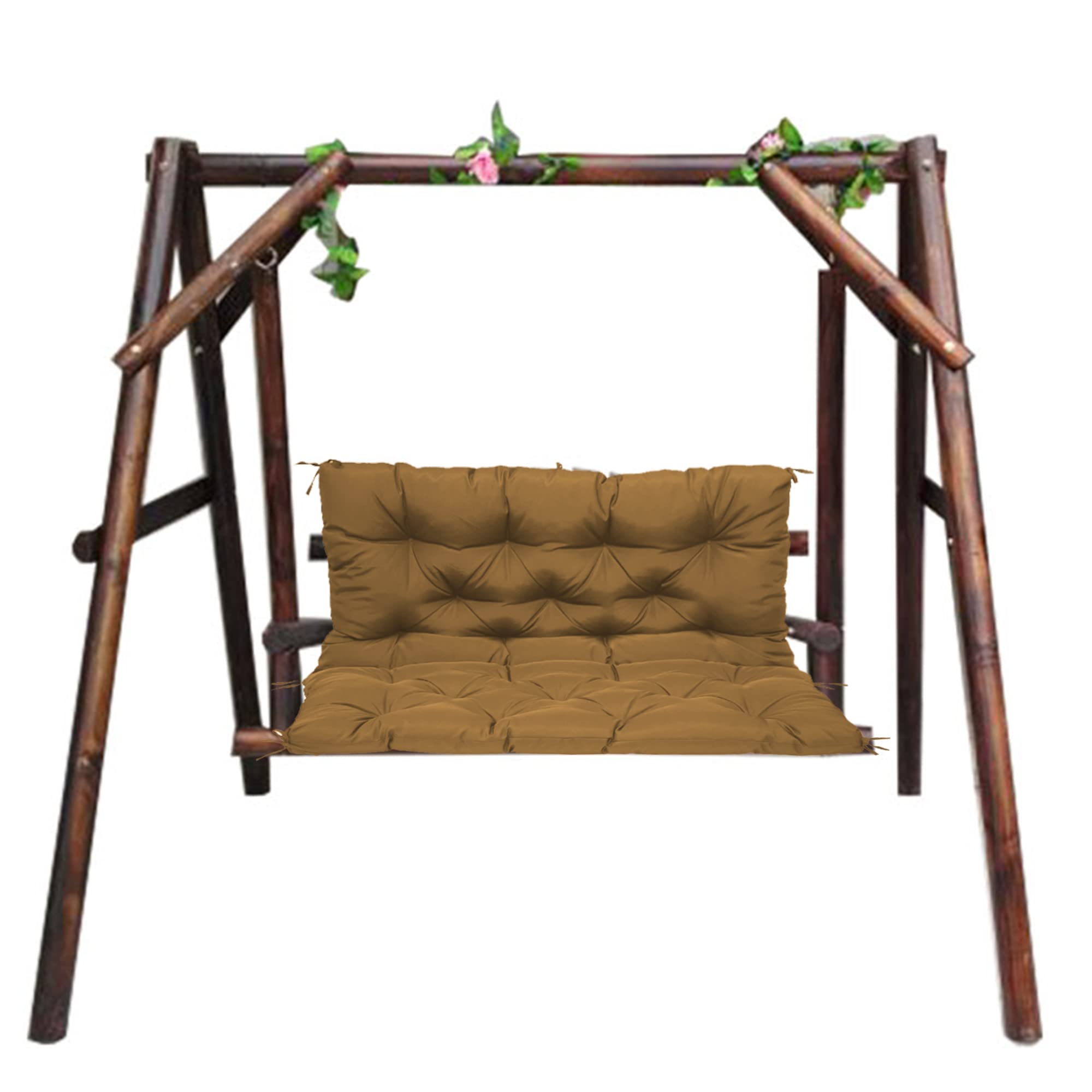 Coussin de banc d'extérieur 10 cm d'épaisseur kaki avec dossier grand confort