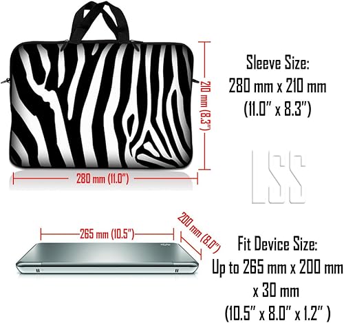 Miniatura 3 de Laptop Skin Shop - Funda de neopreno para laptop de 8 a 10.2 pulgadas, con asa y correa ajustable para el hombro, estampado de cebra