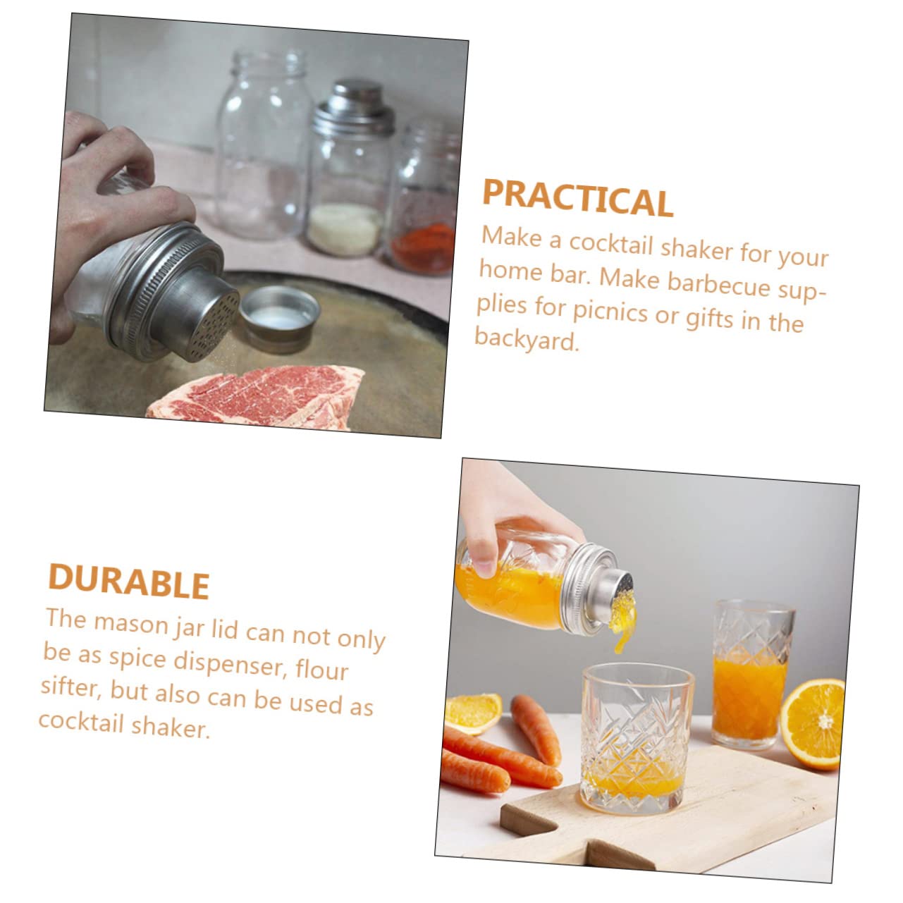 LABRIMP 10piezas Tapa Inoxidable Para Frascos Colador y Dispensador De Especias Para Cócteles y Cocina