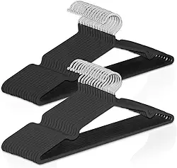 Kit 30 Cabides Adulto Metal Emborrachado Antiderrapante para Roupas, Blusas e Calças (Preto)