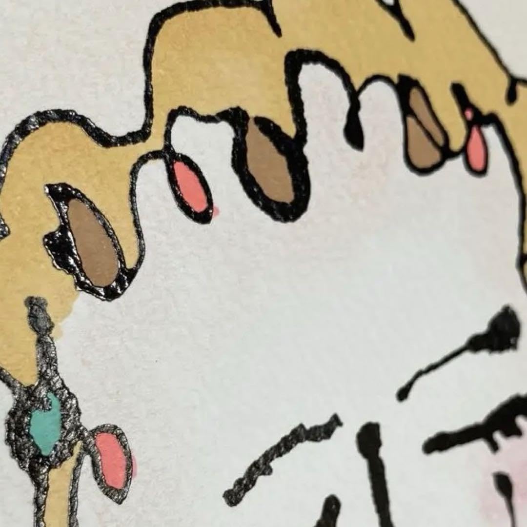 Amazon.co.jp: 2402 笑顔 絵画 墨 アート 線画 人物画 イラスト 額付き