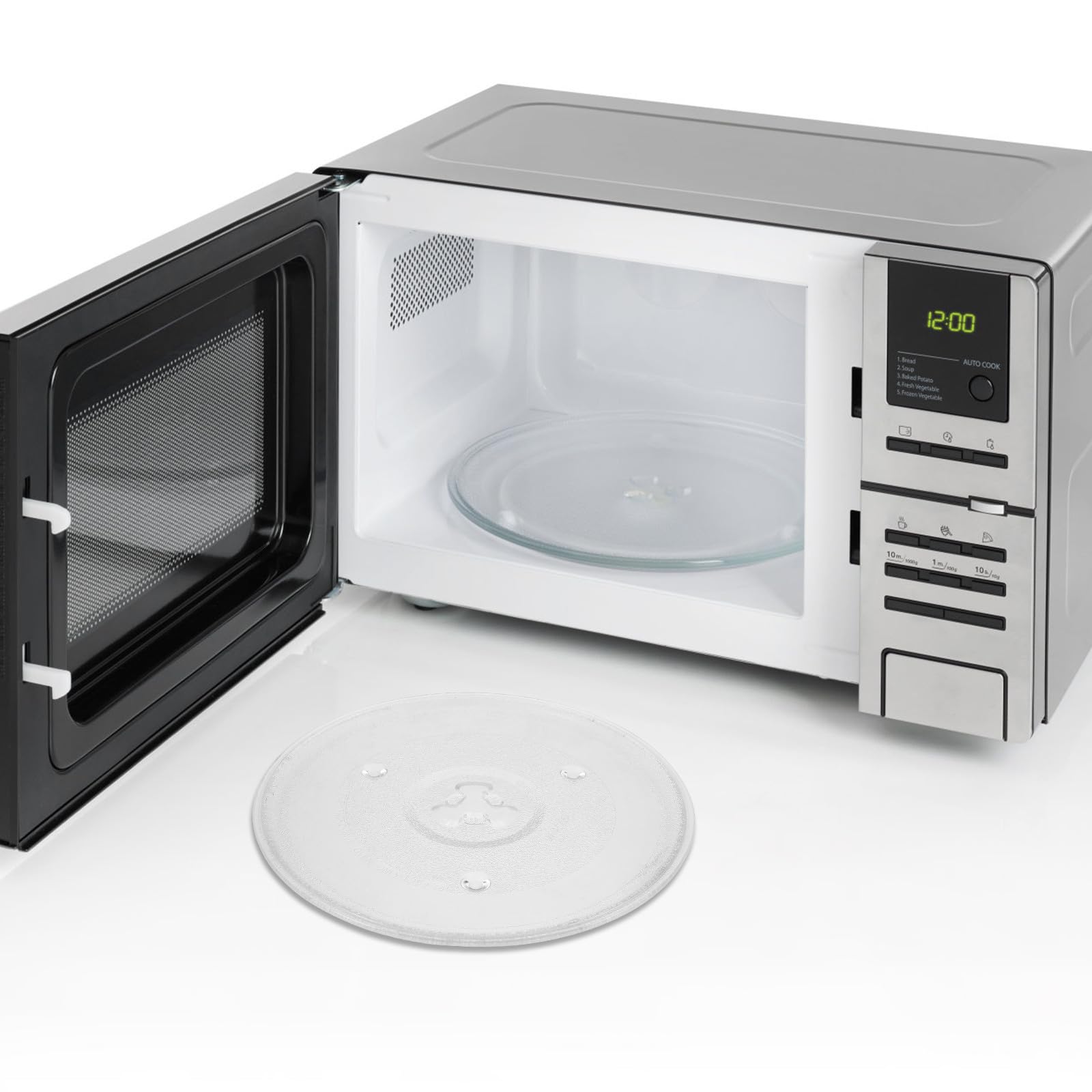 Plato Giratorio de Cristal para Microondas Superficie Lisa y Diseño Delicado, Accesorio Práctico para Cocinar en Microondas