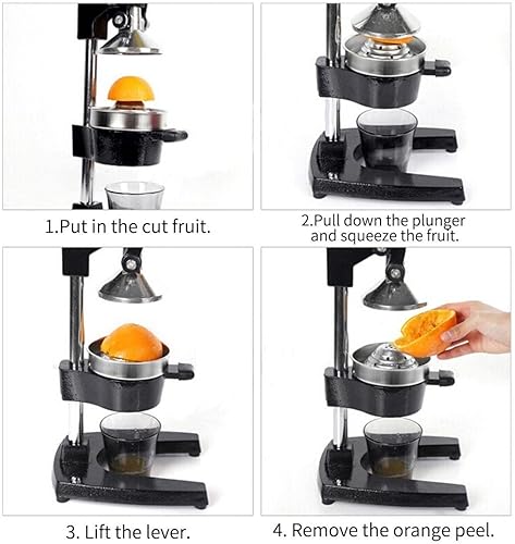 Miniatura 8 de SOGA Exprimidor manual comercial Exprimidor de jugo de prensa manual naranja cítrico negro mate