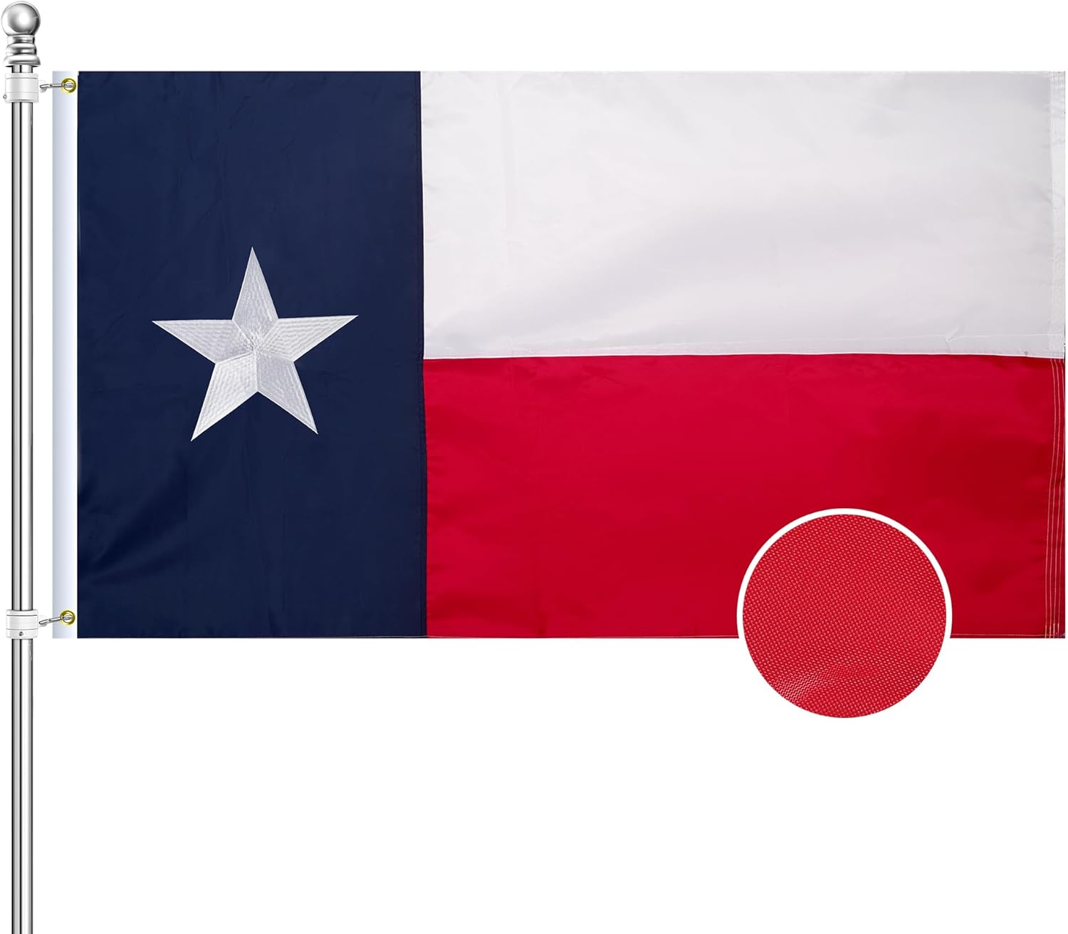 Texas State Flag 10x15,Heavy Duty Texas Flag,Upgraded High-strength Polyester Fabric,Tear Resistant,Fully Embroidery Technique,Sewn Stripes and Brass Grommets,All Weather Durable State Flags.