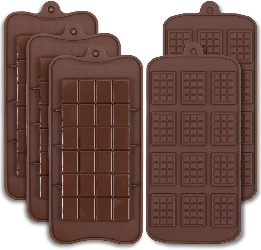 MACKLON Food Grade Silicone Break-Apart Chocolate Molds, Engery Bar, Cocao Bar, Candy Protein Mold, 5 PCS