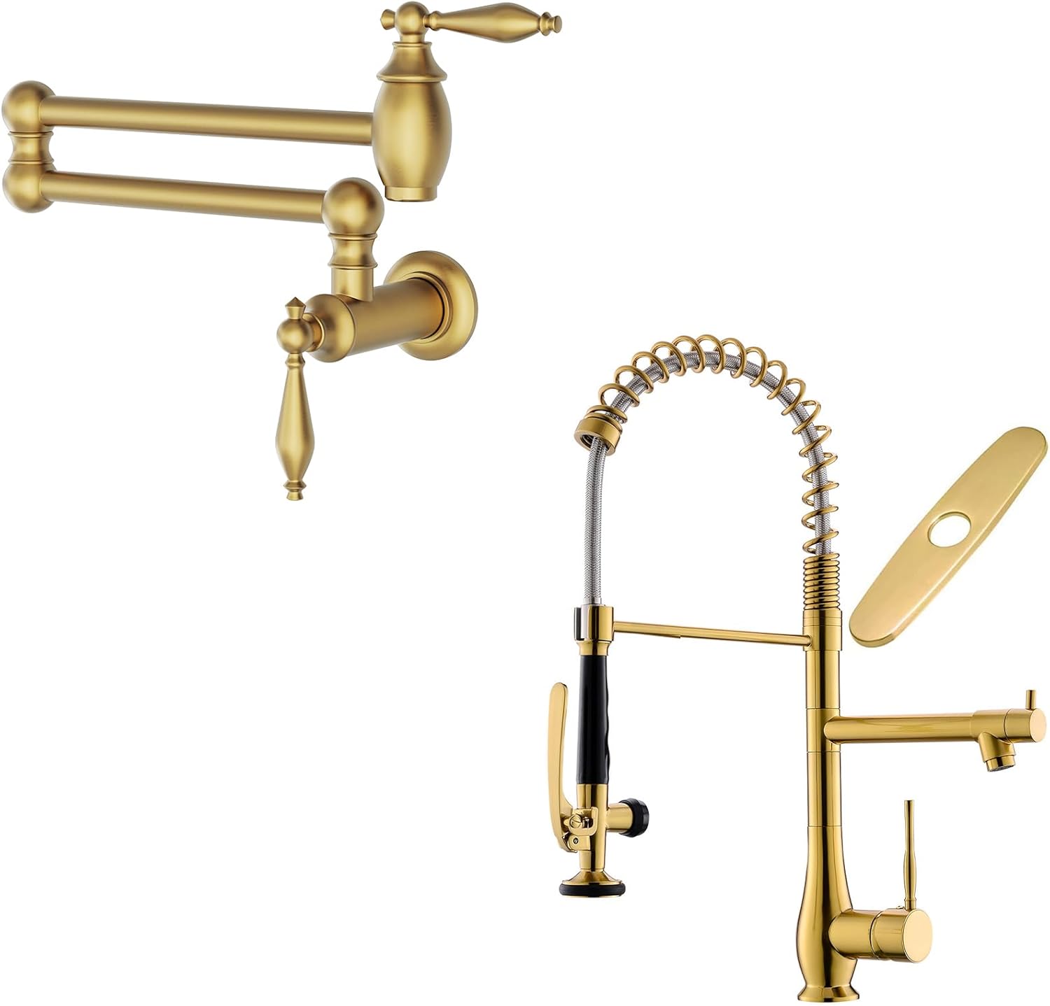 GIMILI Gold Pot Filler Faucet with Commercial Kitchen Faucet with Pull Down Sprayer