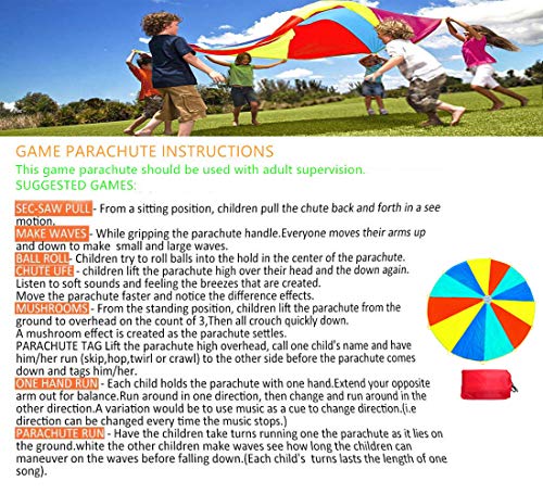 Blithetree Parachute 6 Foot Parachute for Kids, Kids Parachute with 8 Handles Play Parachute Rainbow Parachute Game Toy for Kids Play Party Game Group Play (6 feet) - Thumbnail 5