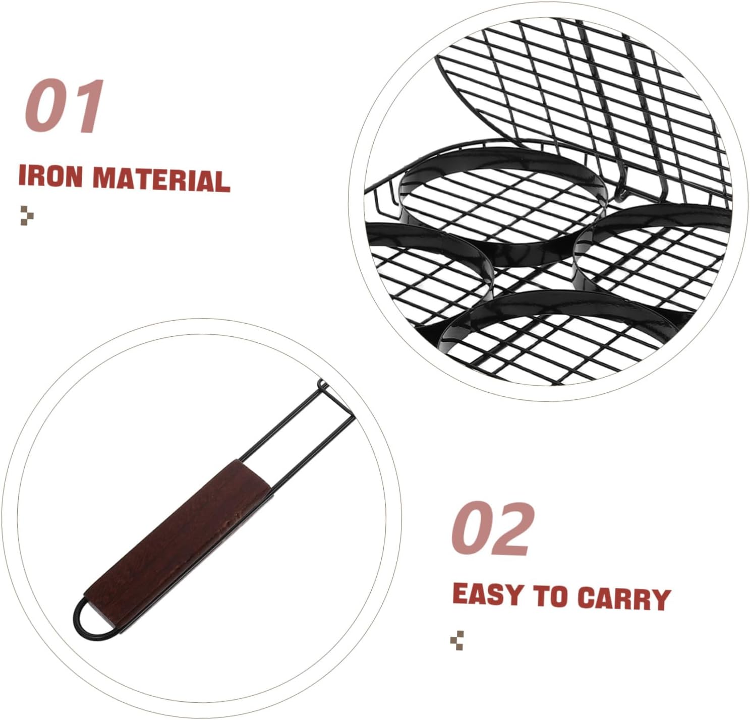 Mikikit Grilling Basket for Bbq Portable Outdoor Cooking Rack for Fish Shrimp and Vegetables Family Sized Grill Basket with Comfortable Handle for Camping and Outdoor