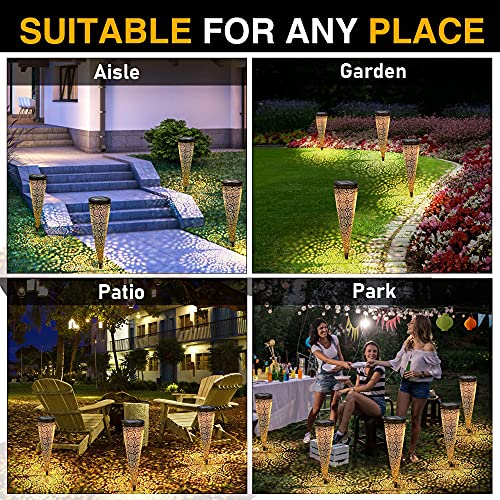Vivibel Solarleuchten Garten, Metall Solarleuchten für Außen, Solar Gartenleuchte Wasserdicht IP65 Solarlampen für Garten, Warmweiß Dekoration Licht für Terrasse, Rasen, Garten Hofwege und Wege – Bild 6