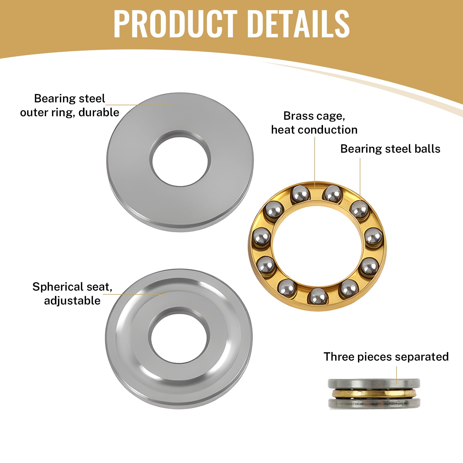4 Pièces Roulement Axial Miniature F8-22M 8 X 22 X 7 Mm, Butée à Billes Axiale Haute Précision En Acier Trempé, Démontable Avec Rondelles, Pour Pipeline, Moteurs, Moules, Modélisme, Industrie
