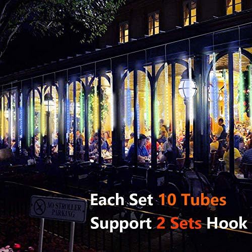 Meteor Shower Rain Lights, Vikdio 50cm 10 Spiral Tubes 540 LEDs 3.15m Lit Length Waterproof Snowfall LED Lights for Wedding Christmas Garden Tree Home Decor, Support 2 Sets Connected (Blue)