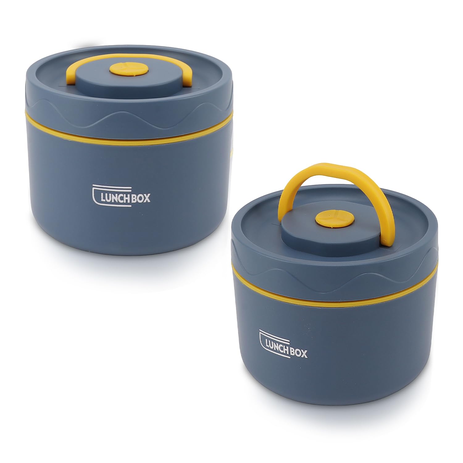 Hapivida Food Thermo, 550ml 304 Stainless Steel Double-Walled Soup Container Portable Round Lunch Food Jar Wide Mouth Bento Box for Work, School, Outdoor Dining (Insulated-Blue*2Pcs)