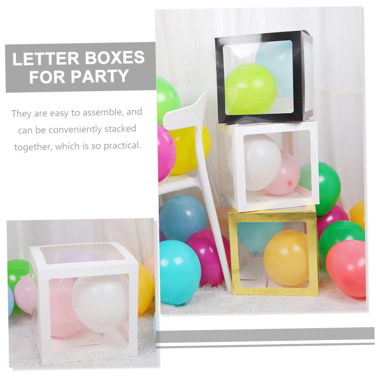 Dekorative Ballonboxen 4 Stück aus Pvc und Hartplatte für Feste