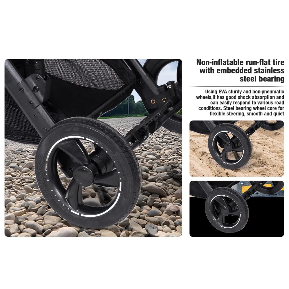 Passeggino 4 in 1 regolabile in altezza, Nero, Set completo