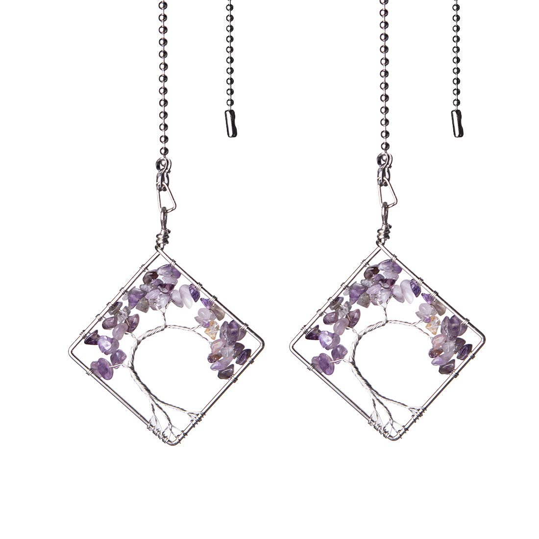 LONGSHENG Purple Tree of Life Fan Pull Chain Fan Light Replacement Extender Pull Chain, Pack of 2